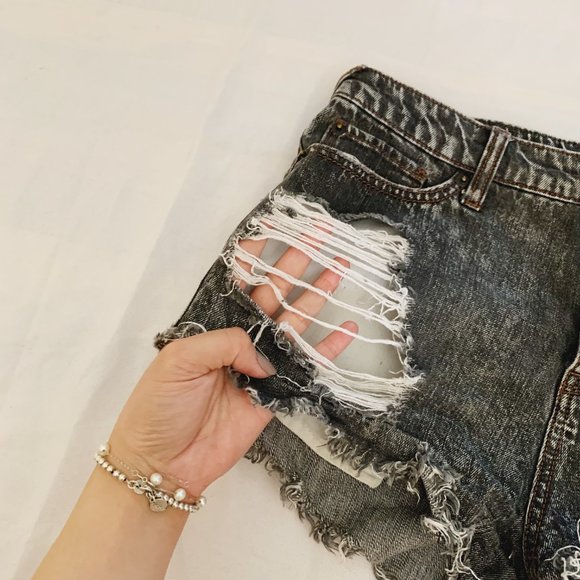 High Rise Short Distressed Jean Shorts - Mossimo by Target - Grey - Picture 3 of 10